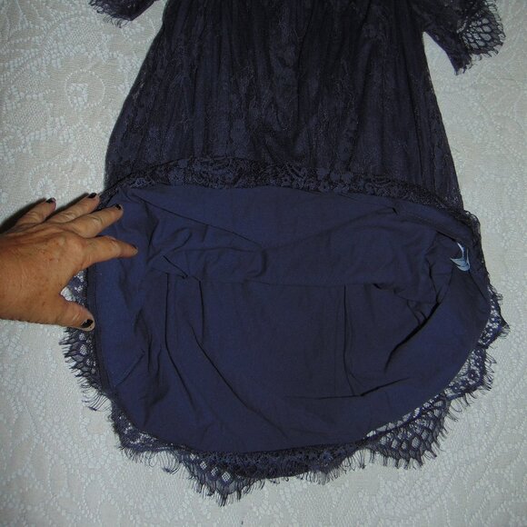 American Eagle Tunic blouse lace womens scalloped cottagecore Whimsigoth blue M - Picture 11 of 11